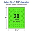 thumbnail image 6 of Avery Printable Round Labels, Neon Green, 1.5" Diameter, 400ct, 6 of 11