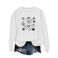thumbnail image 2 of Xuyuer Valentine's Day Heart Print - Women's Loose Round Neck Long Sleeve Top for Casual Lover Themed Outfits, Cozy Seasonal Wear, Couple Matching Style & Romantic Gift Holiday Apparell, 2 of 5