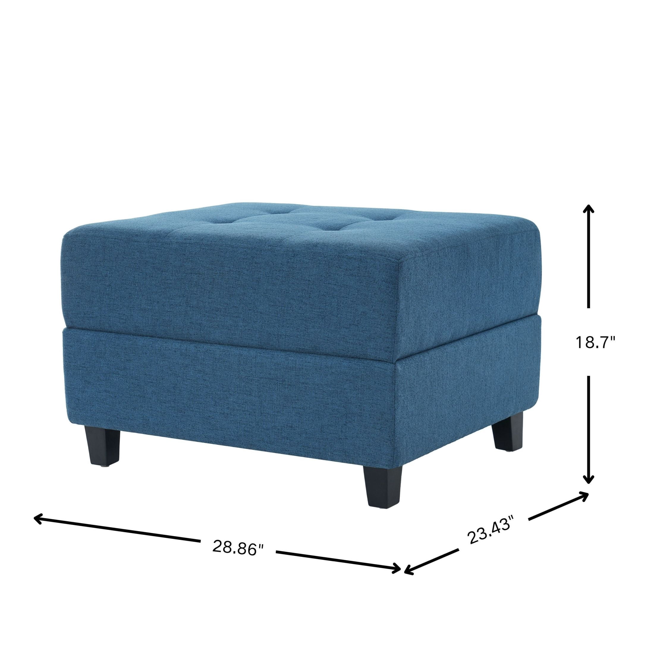 Christopher Knight Home 28.86" Tufted Ottoman, Fabric Upholstered Footrest with Wood Legs, Navy Blue