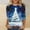 030 Blue, variant on Oplxuo Christmas Shirts for Women 2025 Christmas Tree Printed 3/4 Length Sleeve Shirts Round Neck Loose Fit Blouses