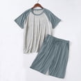 thumbnail image 4 of Mens Pajamas Sets L-5X Big and Tall Plus Size Short Sleeve T-Shirts and Shorts Sleepwear Casual Color-Block Soft Loungewear Set, 4 of 4