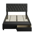 thumbnail image 6 of Boyd Sleep Verona Faux Leather Upholstered Tufted Platform Storage Bed Frame, Full, Black, 6 of 11