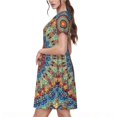 thumbnail image 2 of Rateoe Round Mandala Pattern Women’s Short Sleeve Dress – Casual Elegant Summer A-Line Dress for Everyday Wear, 2 of 6