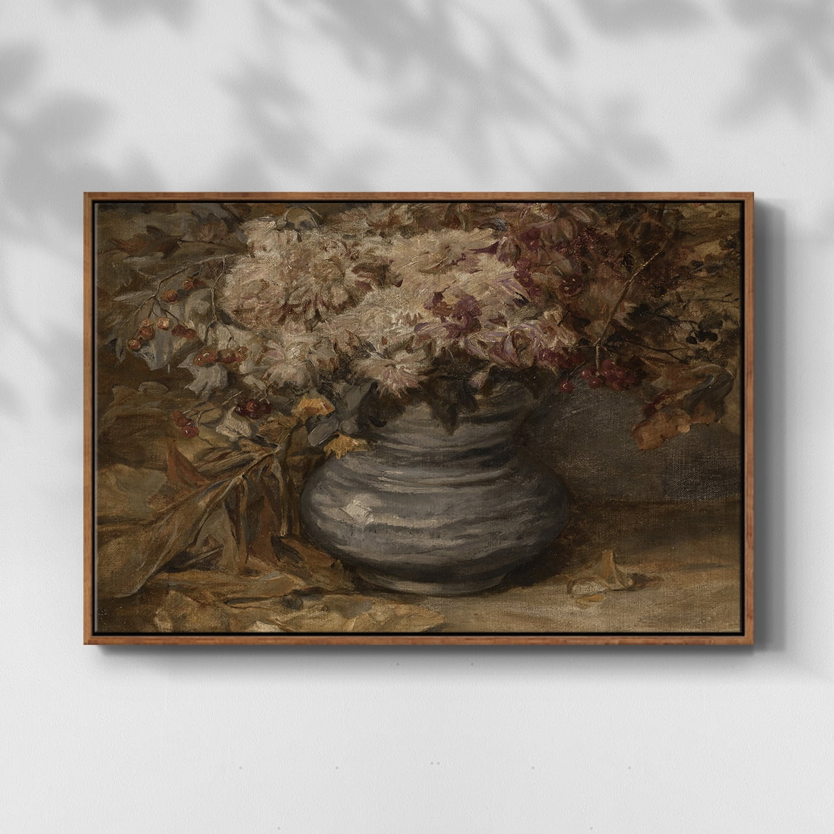 Vintage Botanical Print-LXIV By Wexford Home Framed in Walnut Wood Gallery Wrapped Canvas 27 in. x 41 in.