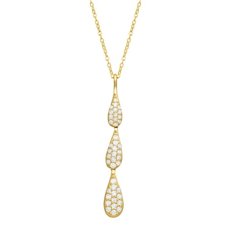 1/4 ct Diamond Triple Teardrop Pendant Necklace in 10kt Gold