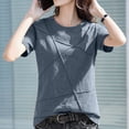 thumbnail image 2 of Womens Summer Tops Cute Shirts for Women Trendy T Shirts Women Long Athletic Top Short Sleeve Tees for V Neck Shirt Dressy Womens Long Sleeve T Thick Sleeved Striped on Clearance Blue L, 2 of 7