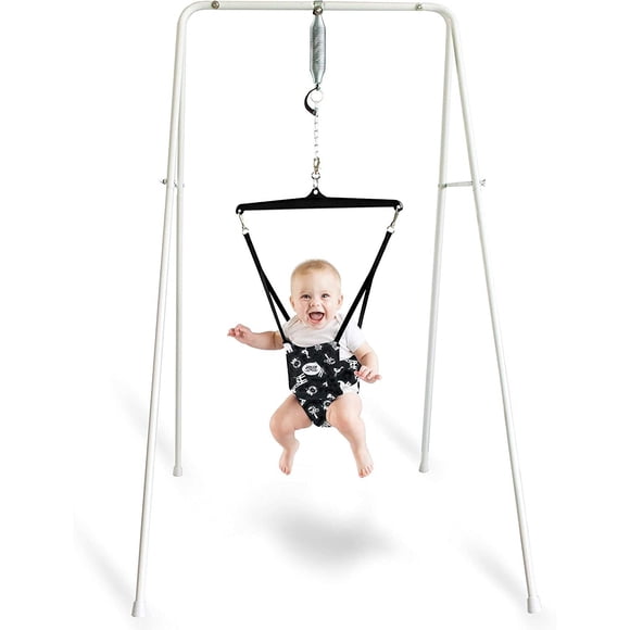 Jolly Jumper Classic with Portable Stand | Original Baby Exerciser with Safari Saddle | Indoor & Outdoor Use | Folds Flat for Storage