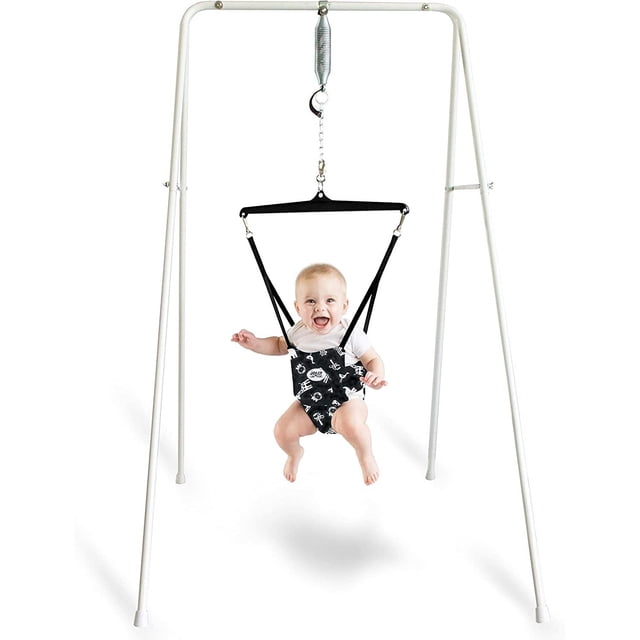 Jolly Jumper Classic with Portable Stand | Original Baby Exerciser with Safari Saddle | Indoor & Outdoor Use | Folds Flat for Storage