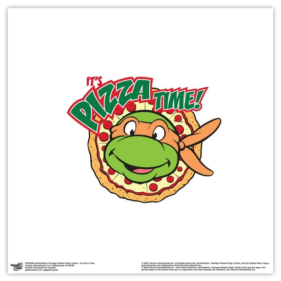 Gallery Pops Nickelodeon Teenage Mutant Ninja Turtles - It's Pizza Time Wall Art, Unframed Version, 12" x 12"