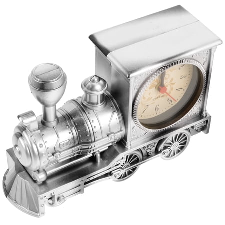 Clispeed Modern Alarm Clock Railway Engine Shape Silver 1Set Desktop Ornaments for Bedroom