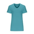 thumbnail image 6 of Charella Fashion Women's Summer V-Neck Solid Short Sleeve Casual Top Blouse Sky Blue,L, 6 of 8