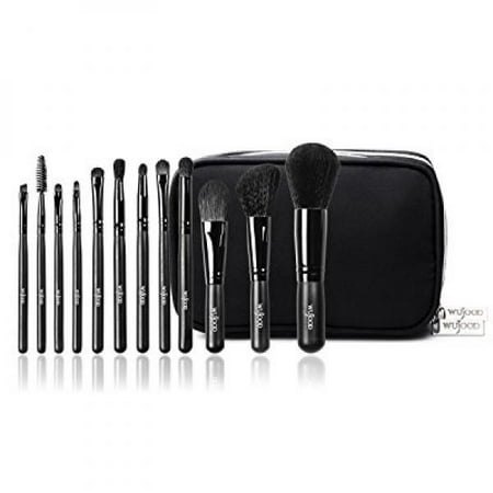 Wujood Professional Makeup Brush Set and Cosmetic Bag - Hypoallergenic Synthetic Soft Brushes - Apply Concealer, Foundation, Eyeliner, Mascara and