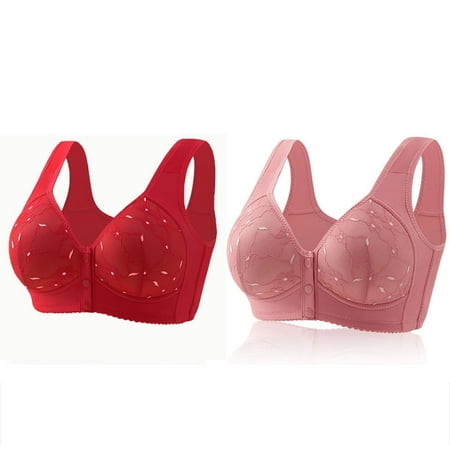 Black of Friday Deals!Clearance Staron 2PC Womens Bras  Bras for Women Front Closure No Underwire Bra Wireless Stretch Bra Comfortable Comfy Bras Daily Underwear Bra
