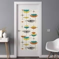 thumbnail image 3 of Non-Adhesive Static Cling Window Tint, Boho Modern Window Privacy Film Frosted, Middle Century Teal Yellow Orange Geometric Insulated Windows Frosted Films for Living room, 35.4 x 78.7 Inches, 3 of 9