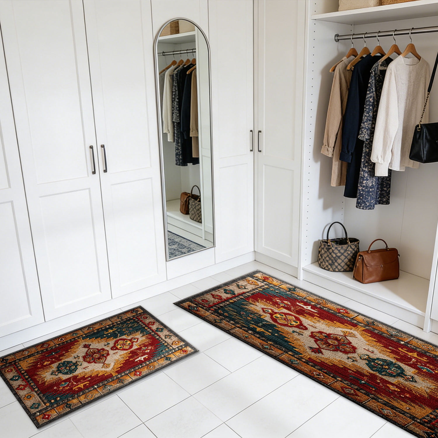 3 Piece Kitchen Rug Set, Non-Slip And Washable, Abstract Pattern Kitchen Hallway Rug, Soft And Comfortable, Suitable For Sinks, Floors, Entrances, Hallways and Bathrooms