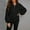 Black, variant on AOOCHASLIY Sweaters Fall Clearance Womens Plus Size Casual V-Neck Loose Solid Pocket Long Sleeve Tops Blouse
