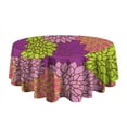 thumbnail image 5 of Round Waterproof Tablecloth 60×60 Inch, Big Beautiful Dahlia Flowers Art Images Reusable Indoor/Outdoor Durable Table Cover for Party Kitchen Dinner Room Decor, 5 of 6