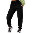 thumbnail image 3 of YUEJUIR Business Casual Pants for Women Women's Casual Solid Pocket Pants High Waist Elastic Band Pants Womens Linen Pants Harem Pants Women Flowy Pants for Women (Black,L), 3 of 4
