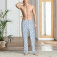 thumbnail image 4 of Salouo Gray White Floral Print Pajama Pants for Men, Lounge Pants Elastic Waistband Casual Men's sleepwear Loungewear Sleep Pajama Pant -X-Large, 4 of 7
