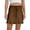 Brown, variant on MIXUE Skirts For Women Summer Silk Satin Solid Color Elastic Waist Drawstring Casual Ruffle A Line Mini Skirt Holiday Wear,Brown,XL