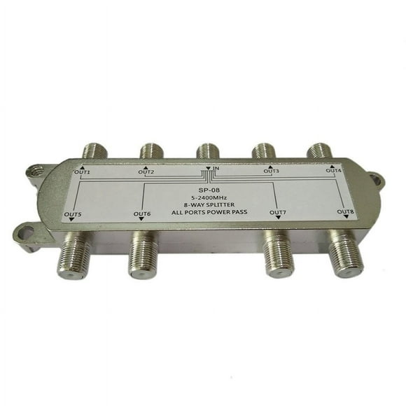 Newest Upgraded Sp-08 8-Way Signal Satellite Splitter Tv Aerial Rf Coaxial Cable Splitter Wholesale Hot New Arrival Durable Silver