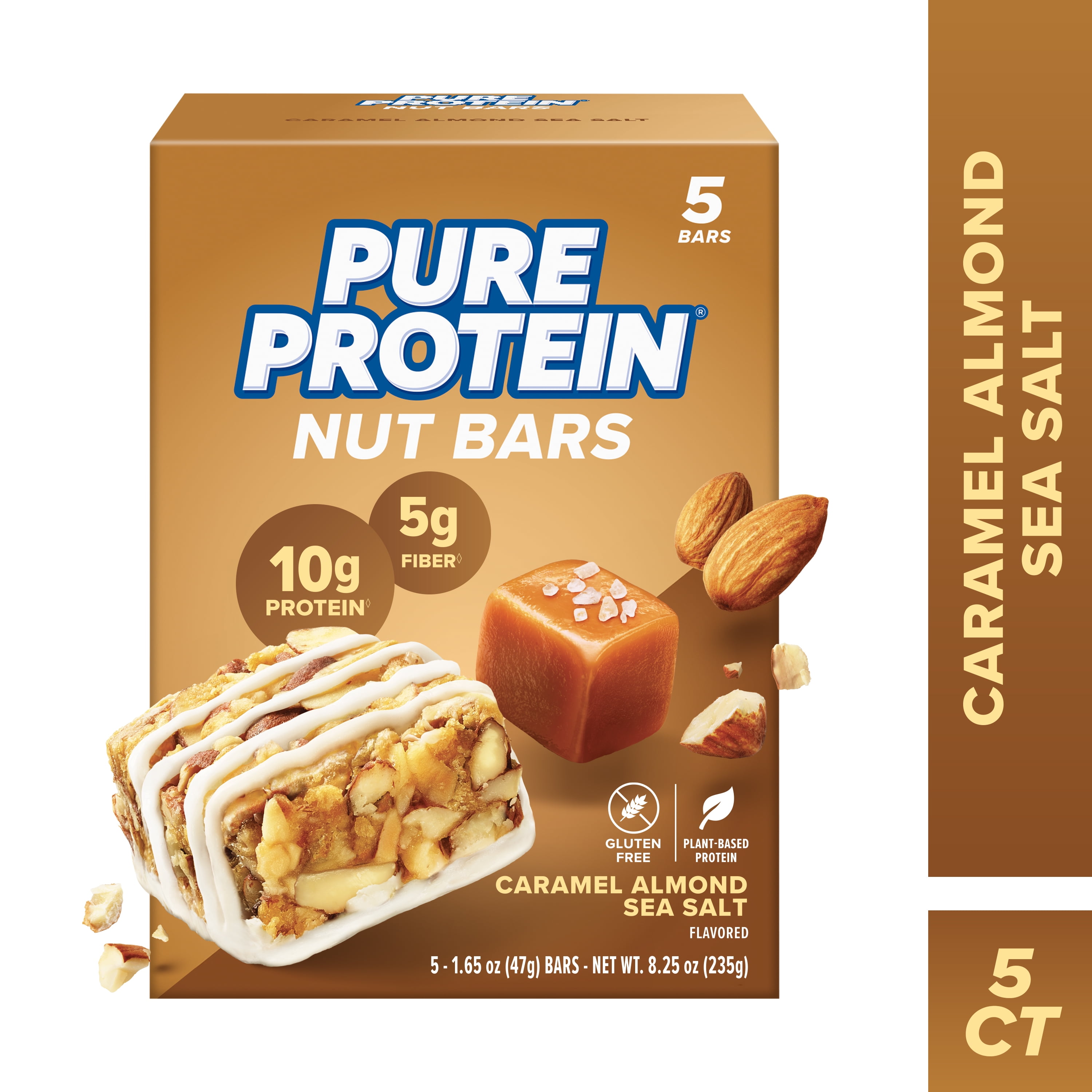 (2 pack) Pure Protein Nut Bars, Caramel Almond Sea Salt, 5 Pack