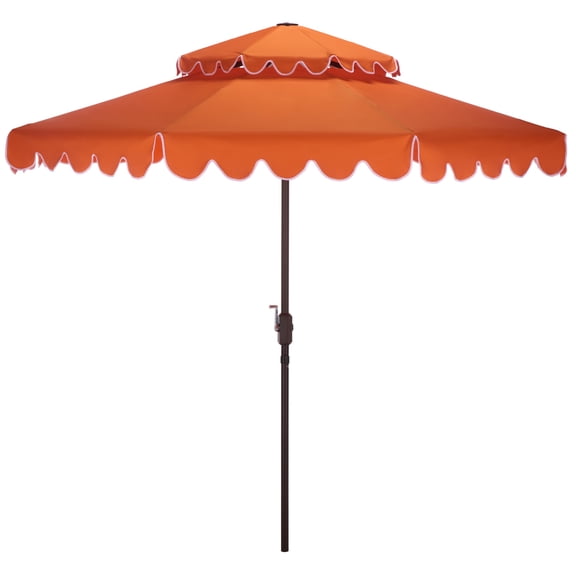 Safavieh Outdoor Venice 9ft Doubletop Patio Umbrella, Orange/White