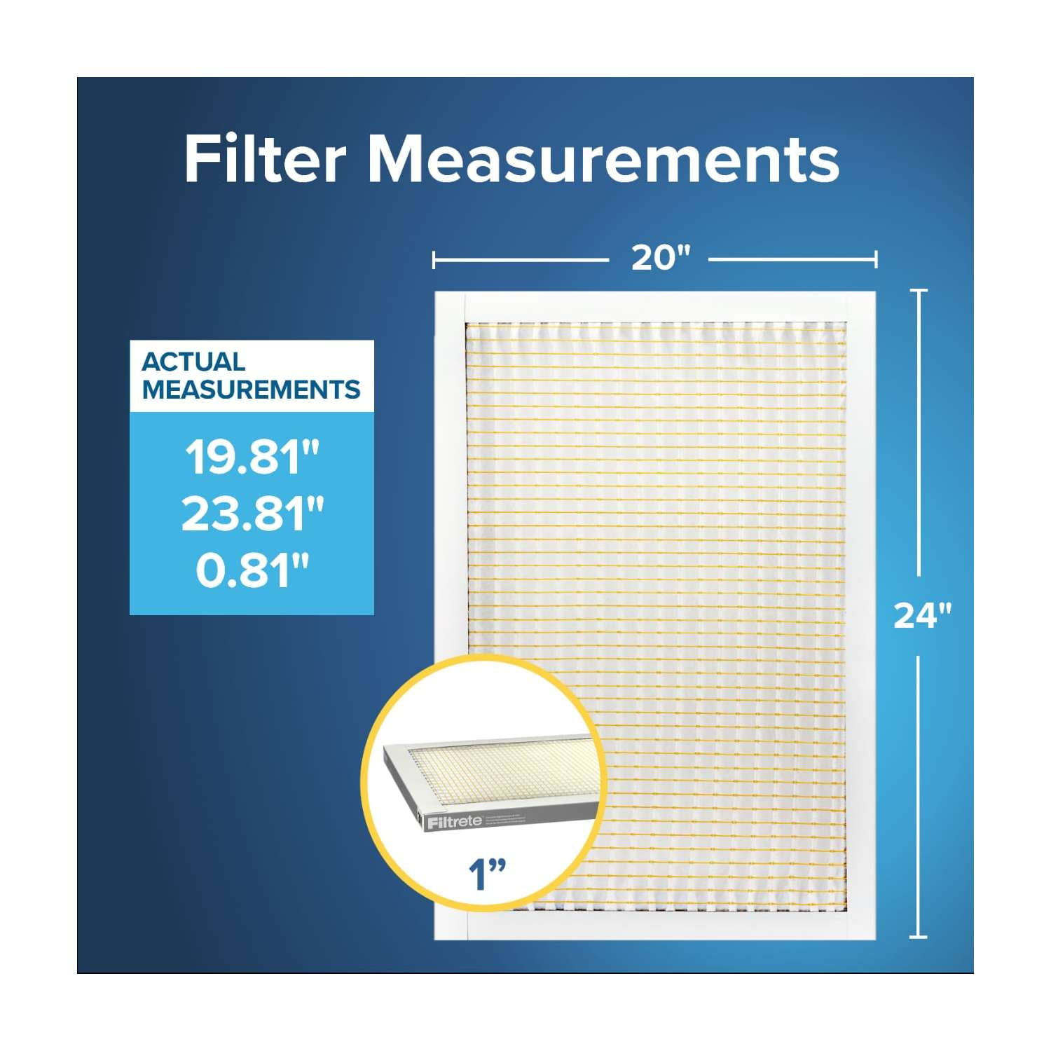 Filtrete 20x24x1 HVAC Furnace Air Filter, MPR 300 MERV 5, Basic Dust and Lint, 1 Filter