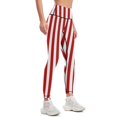 thumbnail image 2 of Rayures Verticales - Leggings Rouges et Blancs Vêtements de Sport pour Femmes, 2 of 5