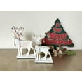 thumbnail image 5 of Reindeer Figurines Set of 2 Rustic Farmhouse Christmas Decorations Carved Wooden Statues with Antlers & Bows Holiday Tabletop Mantel Fireplace Shelf & Office Décor Ornaments 10" and 8" H, 5 of 7