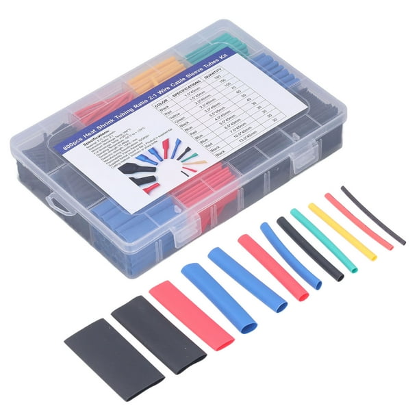 Kit de tubos termorretráctiles, 800 piezas de tubos termorretráctiles, juego de tubos termorretráctiles, durabilidad probada en el tiempo