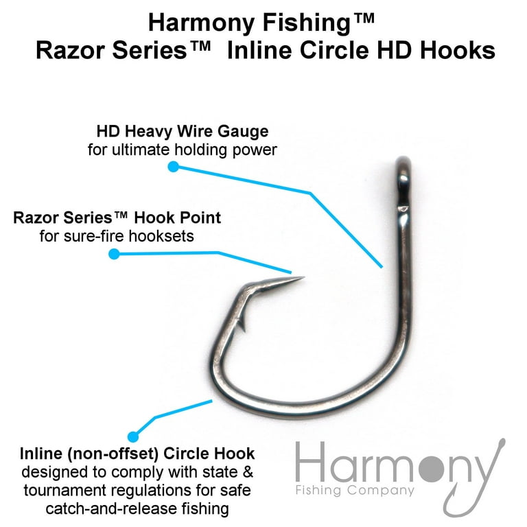 Harmony Fishing - Razor Series Inline Circle HD Hooks Non-Offset 1