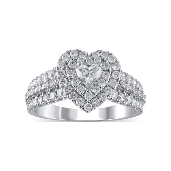 1-1/3 Carat T.W. (I2 clarity, H-I color) Brilliance Fine Jewelry Heart cut Diamond Engagement Ring in 10kt White Gold, Size 7