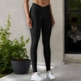 thumbnail image 6 of High Waist Seamless Ribbed Full Length Leggings- Large, Black, 6 of 6