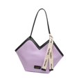 thumbnail image 2 of Bolso de mano de cuero para mujer, elegante y espacioso, con interior bajo el brazo y cremallera. Púrpura, 2 of 9