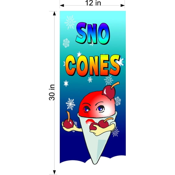 PAIR OF 12" X 30" VINYL BANNERS SNO CONES
