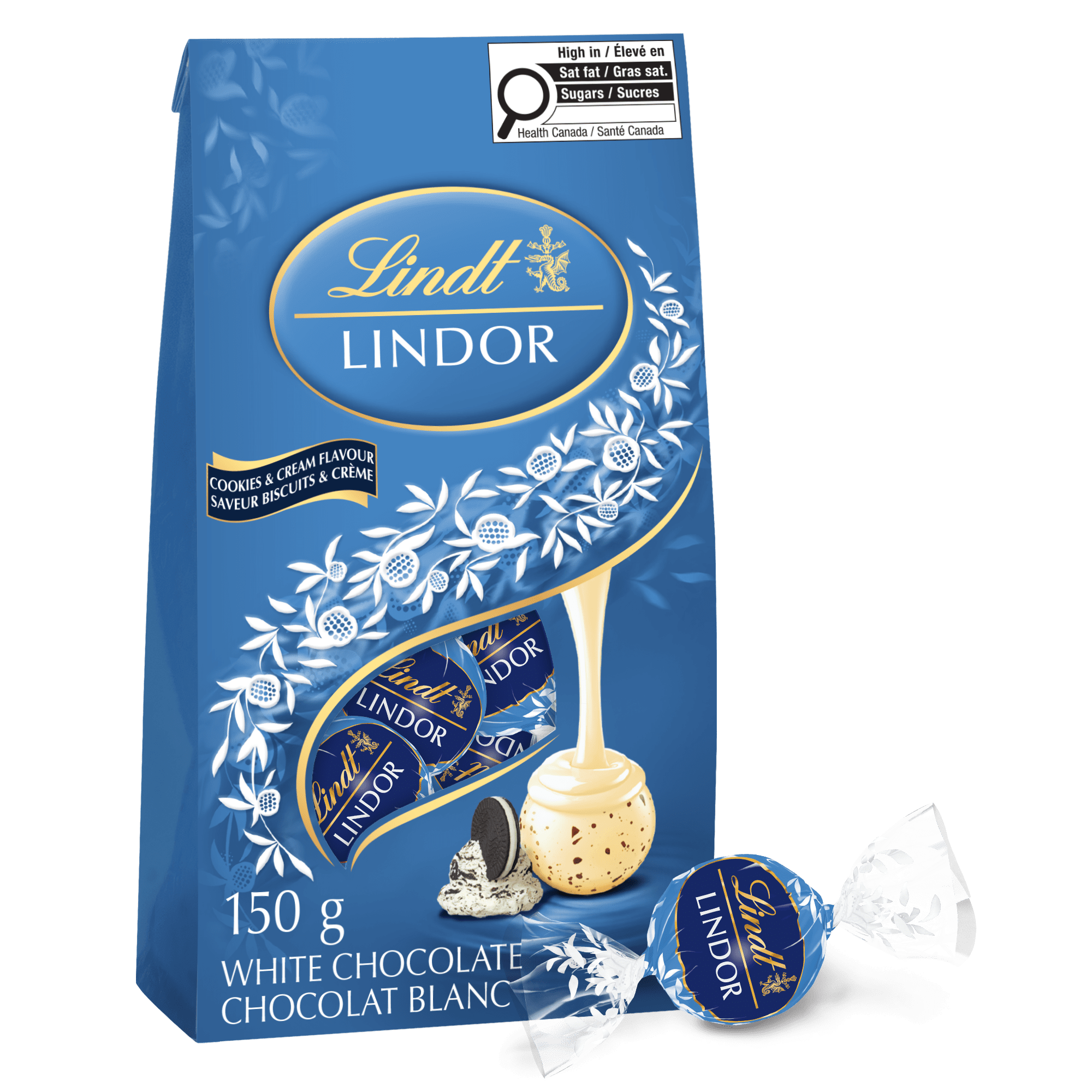 Lindt LINDOR Cookies & Cream Flavour White Chocolate Truffles Bag, 150g, LINDT LINDOR COOKIES CREAM 150G BAG