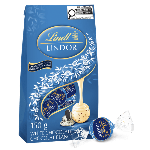Sachet de truffes de chocolat blanc Biscuits et crème LINDOR de Lindt, 150 g