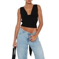 thumbnail image 2 of KelaJuan Womenacute;s Summer Mini Skinny Vest Solid Color Sleeveless Backless Deep V Neck Crop Tops, 2 of 7