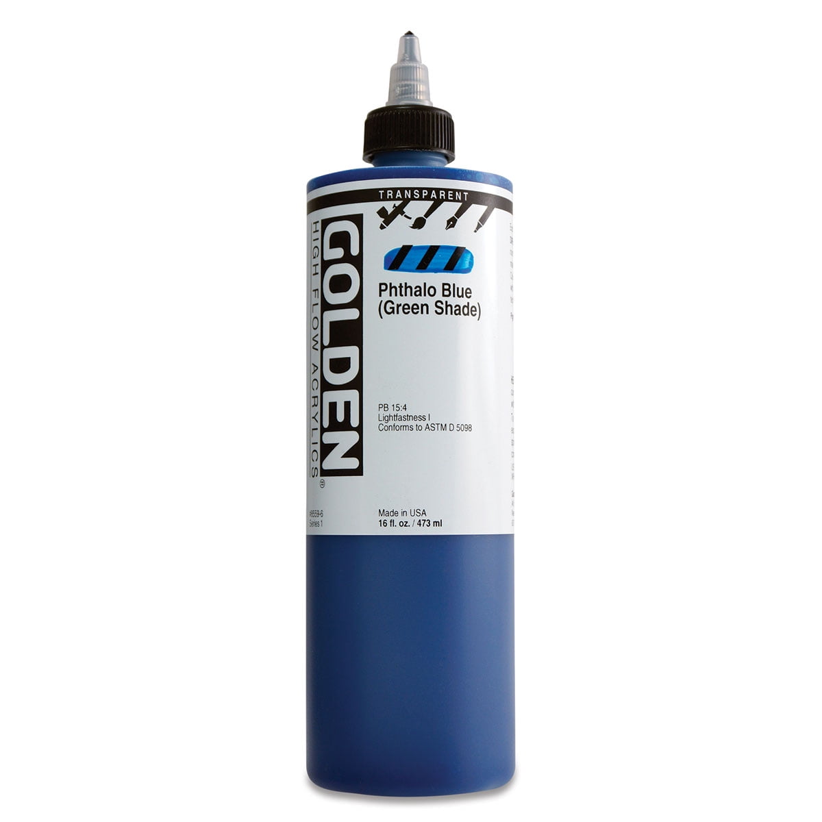 Golden - High Flow Acrylic - Pint Bottle - Transparent Phthalo Blue GS