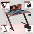 thumbnail image 4 of Dkelincs 47 inch Z-Shaped Gaming Desk Computer Desk, Ergonomic Writing Office Desk Racing Style PC Gaming Table Workstation with Headphone Hook for Game Players, Red, 4 of 8