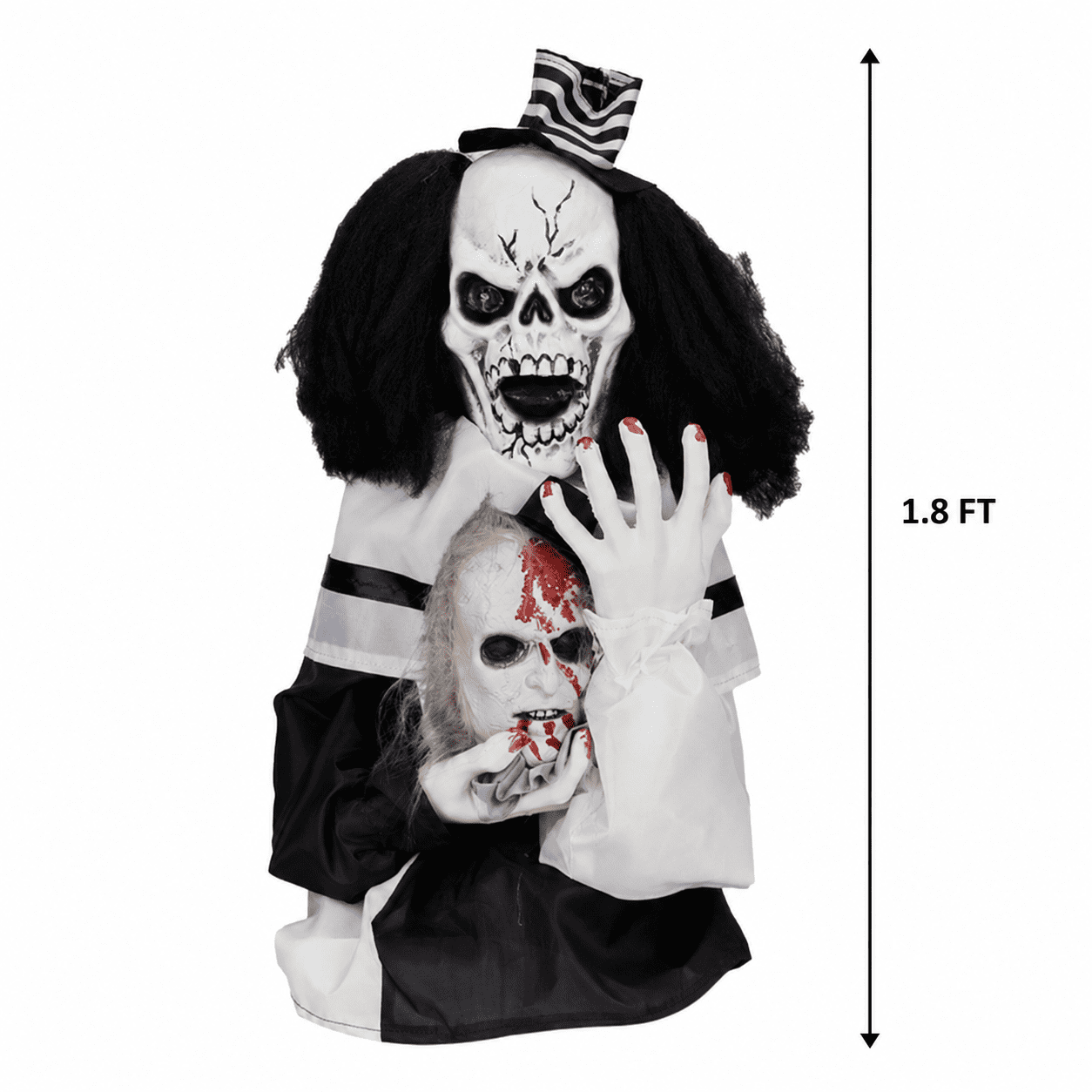 Alvantor Halloween Animated Decorations - 1.8 FT Sound-Activated Scary Clown with Red LED Eyes, Creepy Voice and Bouncing Motion