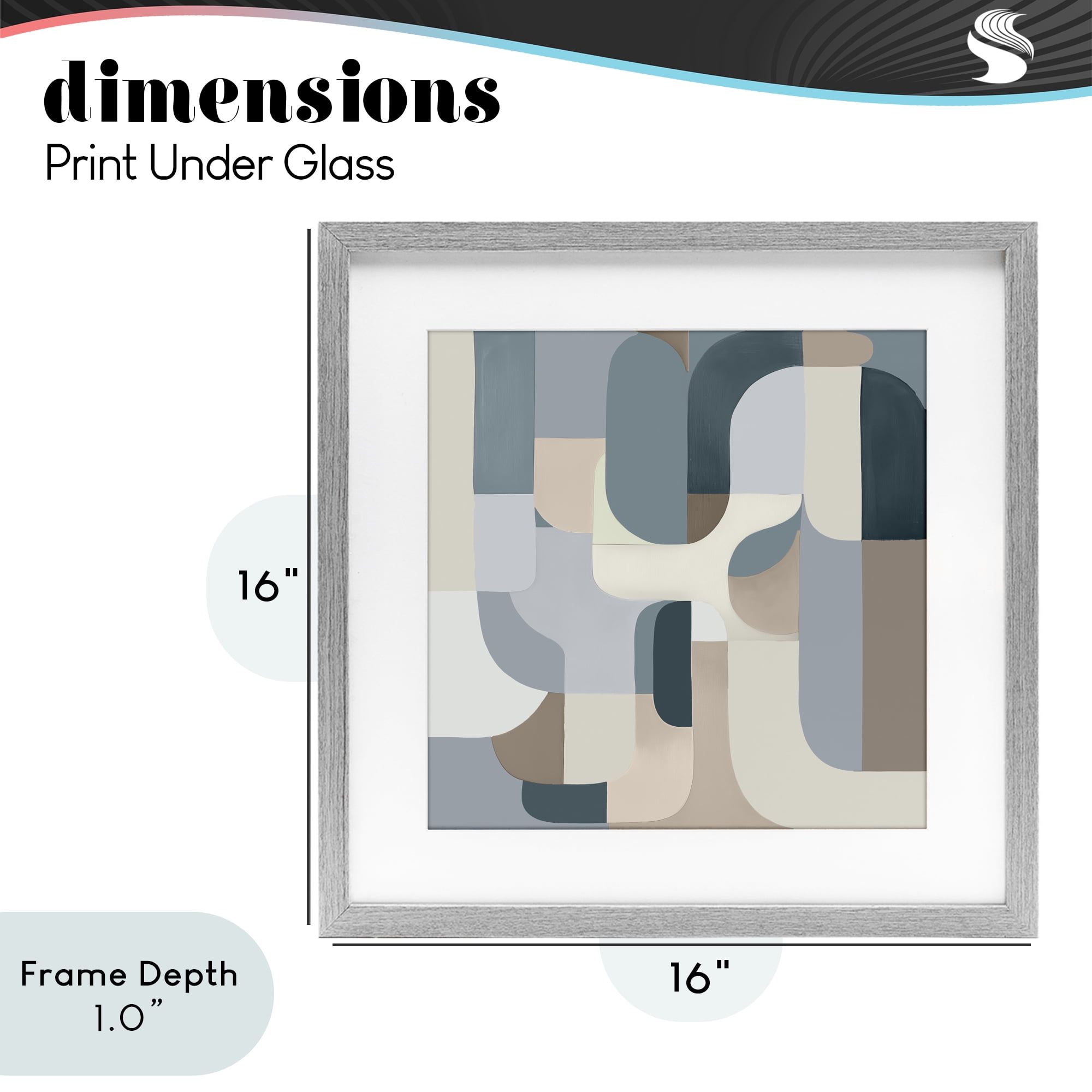 Stupell Industries Bauhaus Blue Curves Gray Framed Print Under Glass, design by Annabelle Hall