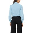 thumbnail image 3 of INSPIRE CHIC Women's Button Down Bodysuit Collared Lapel Long Sleeve Work Shirt Top XS Light Blue, 3 of 6