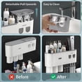 thumbnail image 5 of Portacepillos de dientes sin esfuerzo montado en la pared, diseño mejorado con dispensador automático de pasta de dientes, diseño multifuncional que incorpora gran espacio de almacenamiento, el, 5 of 5