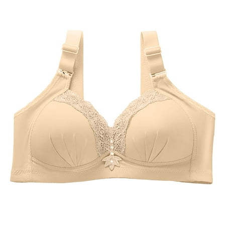 

Fabiurt Women s Bra Women s And Comfortable Gathering Large Cup No Steel Ring Mom s Middle Age Bra Khaki