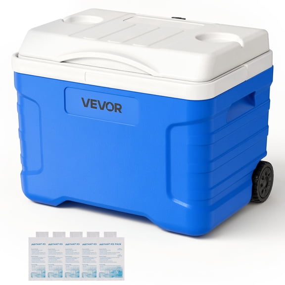 VEVOR Hard Cooler, 21QT Portable Rolling Cooler with Wheels, Leak-Resistant Coolbox Keeps Contents Cool for 48 Hours, Ice Retention Insulated Chests, Ultra-Light for Outdoor Picnics, Grill, Camping