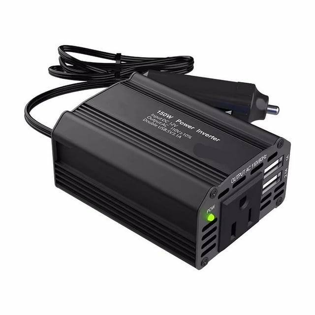 Onduleur de Voiture 150w 12v vers 110v Convertisseur de Puissance d'Onduleur de Voiture Amplificateur pour la Maison, VR, Facile à Utiliser