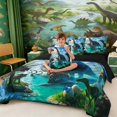 thumbnail image 4 of Manfei Dinosaur Wildlife 7-Piece Twin Bedding,Retro Butterfly Dragon Animals Bedding Comforter Set,Blue,Black Reversible, 4 of 6