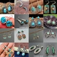 thumbnail image 2 of QQTDFG 925 Silver Vintage Turquoise Dangle Ear Hook Boho Hoop Women Jewelry Earrings-#10, 2 of 9